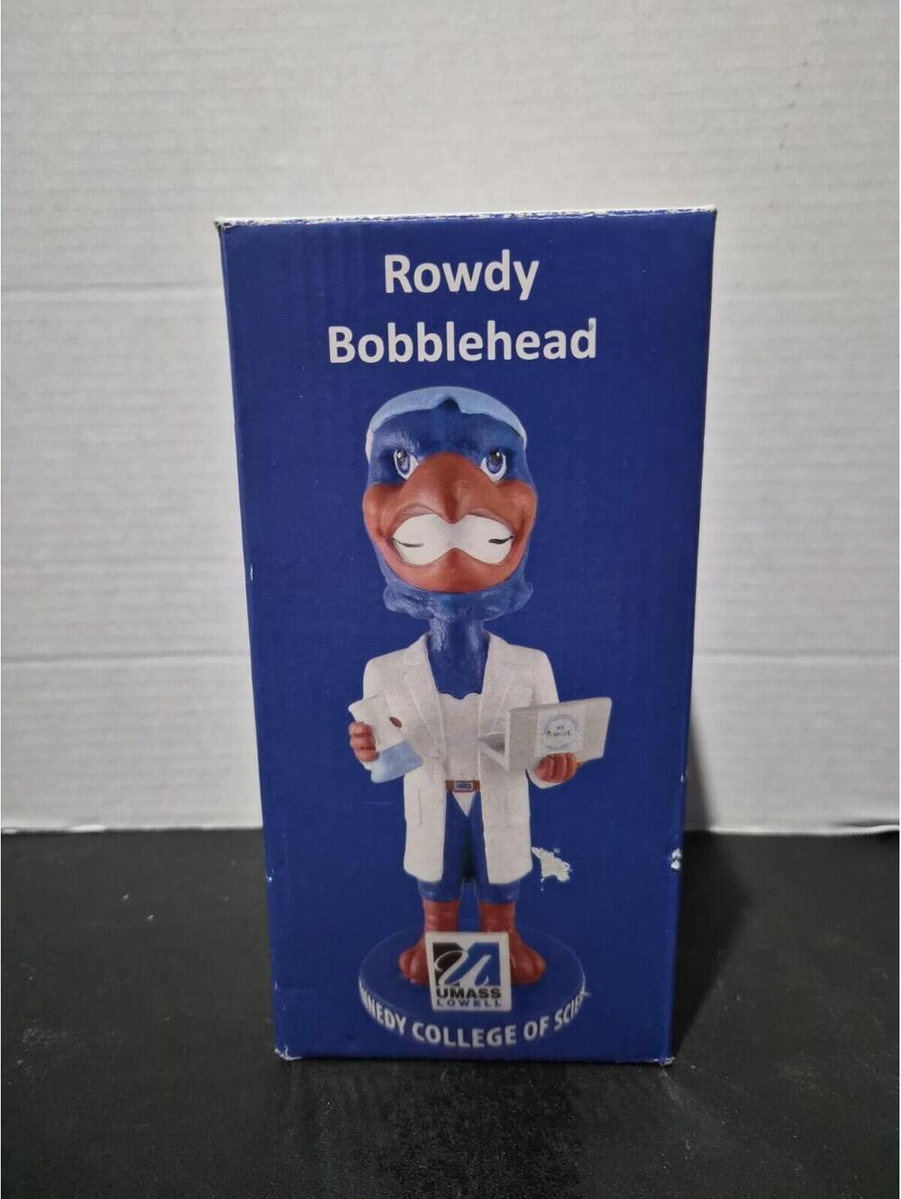 Rowdy River Hawk Umass Lowell Mascot Bobblehead Doctor Science 2023 Mascot NEW